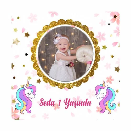 Unıcorn Temalı Doğum Günü Magneti